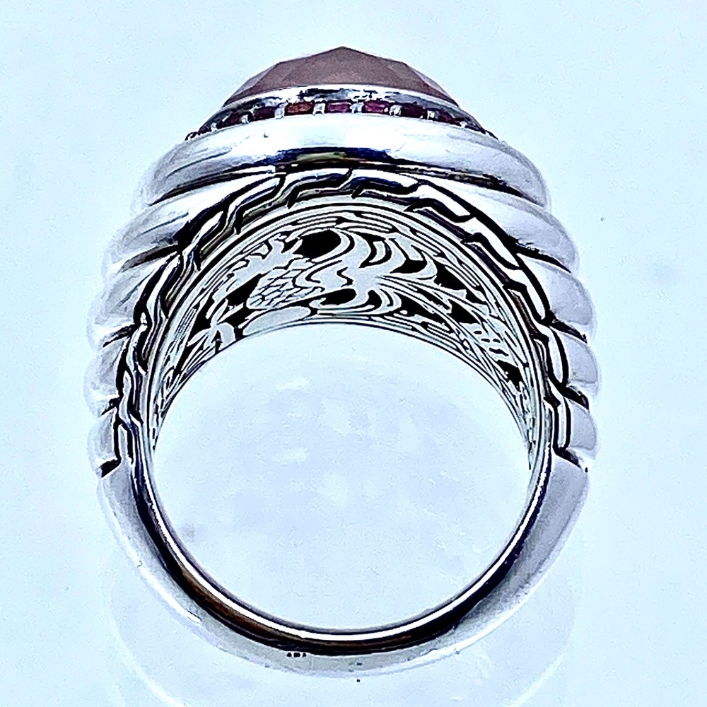 John Hardy Batu Bedeg Rose Quartz Halo Ring - Size 7.25 - Picture 5 of 7